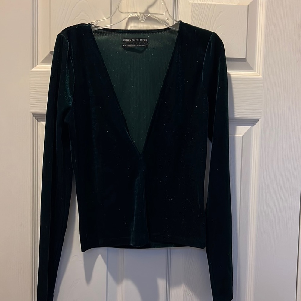 Urban Outfitters dark green deep V neck too, NWT